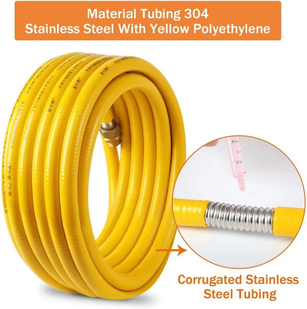 3/4-Inch Natural Gas Hose Line Corrugated Stainless Steel Tubing Used for Construction Heaters Ng Appliance Propane Equipment